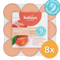 8x Bolsius True Scents Geurtheelicht Brick Perzik (18 stuks)