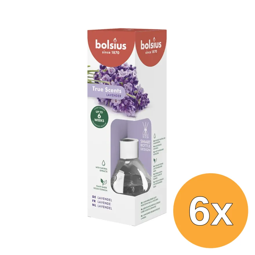 6x Bolsius True Scents Geurverspreider Lavender (60 ml)
