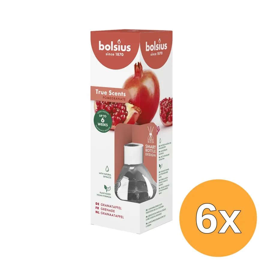 6x Bolsius True Scents Geurverspreider Pomegranate (60 ml)
