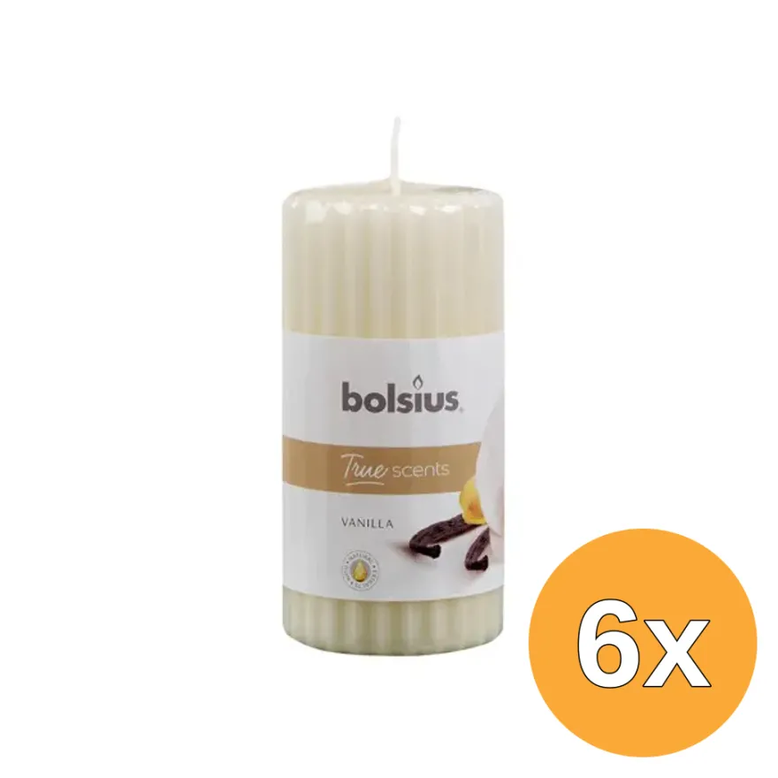 6x Bolsius True Scents Stompkaars Geur 120/58 Vanilla (1 stuk)