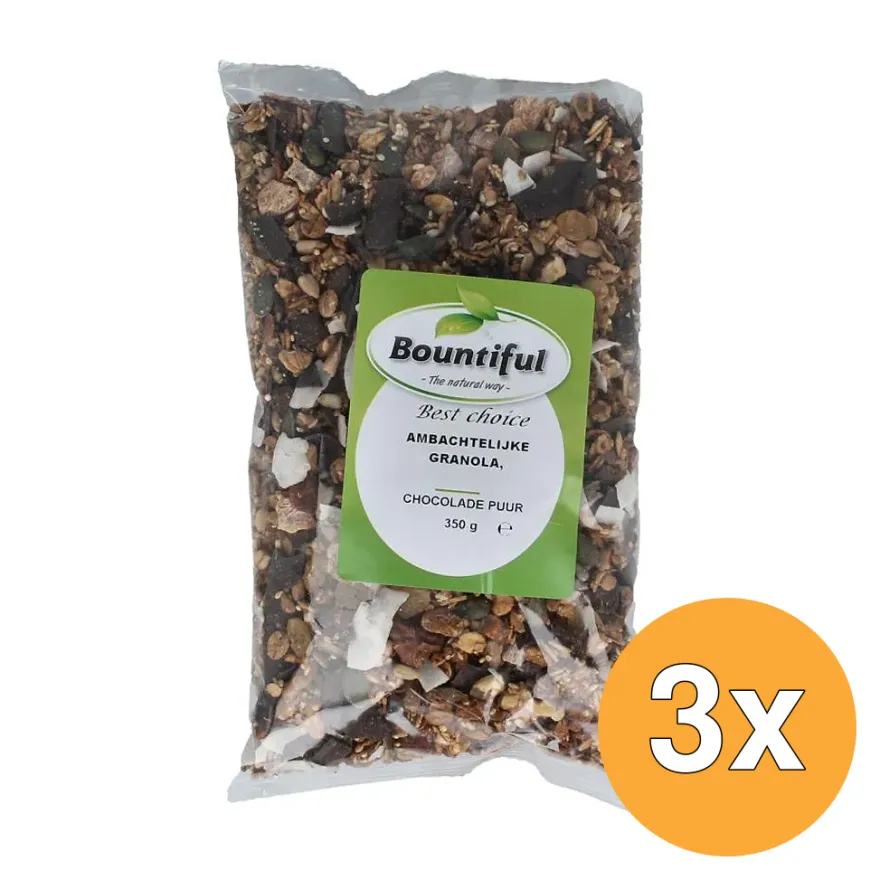 3x Bountiful Ambachtelijke Granola Chocola Puur (350 gr)