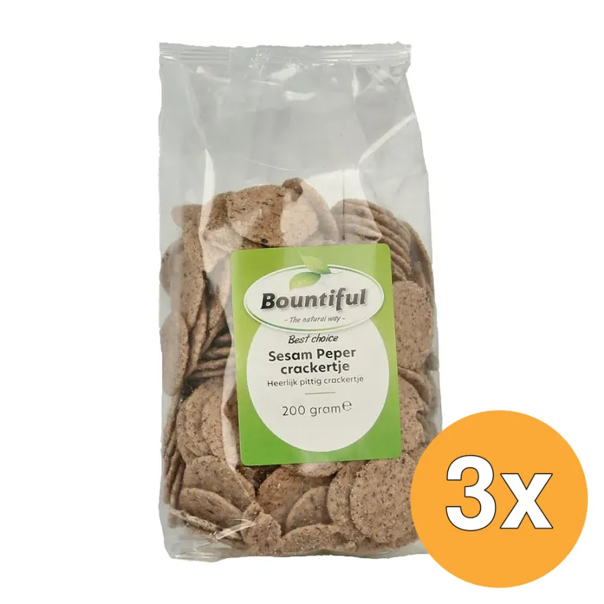 3x Bountiful Sesame Pepper Cracker (200 gr)