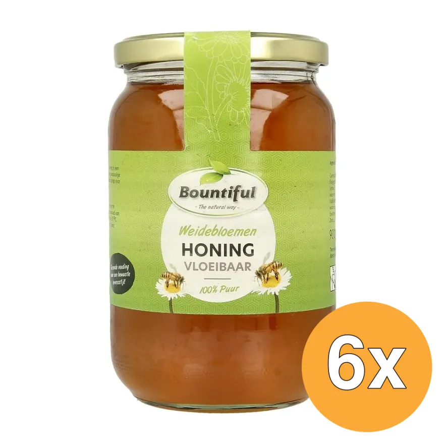 6x Bountiful Weidebloemen honing vloeibaar (900 gr)