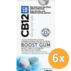 6x Cb12 Mondverzorging boost kauwgom strong mint (10 stuks)