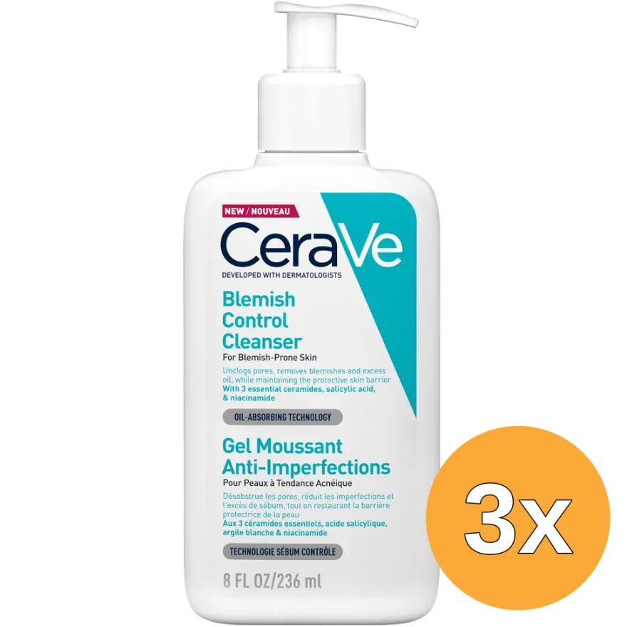 3x Cerave Anti-onzuiverheden Reinigingsgel (236 ml)