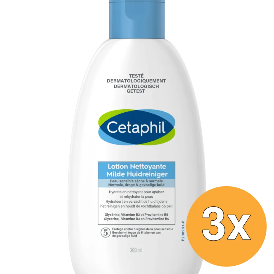 3x Cetaphil Milde huidreiniger (200 ml)