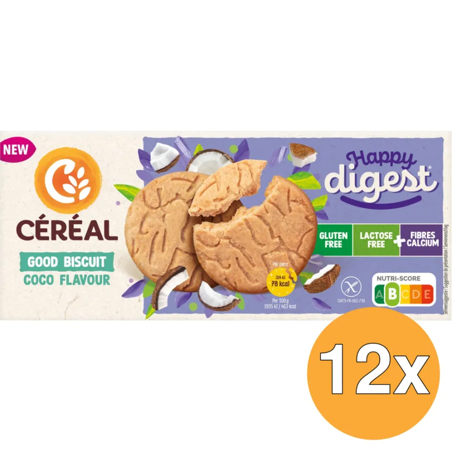 12x Céréal Happy Digest Good Biscuit Cocos (3 x 50 gr)