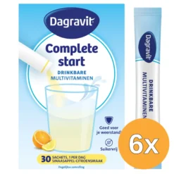 6x Dagravit Complete Start Drinkbare Multivitaminen Citroen-Sinaasappel (30 sachets)