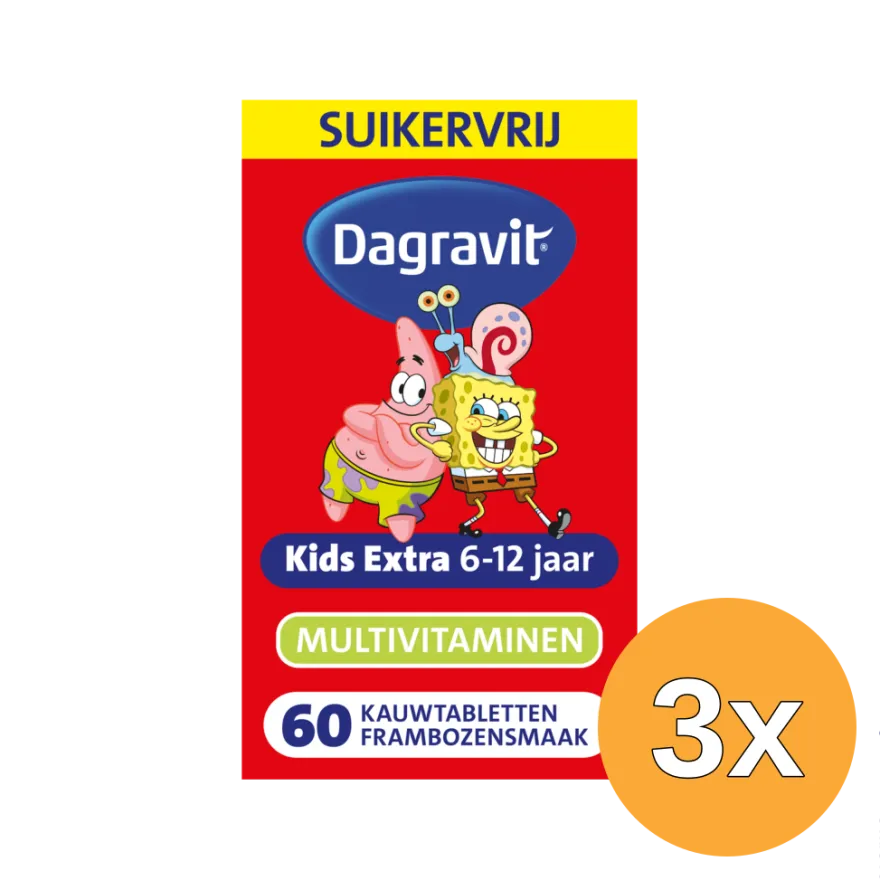 3x Dagravit Kids Extra 6-12 Jaar Multivitaminen (60 tabletten)