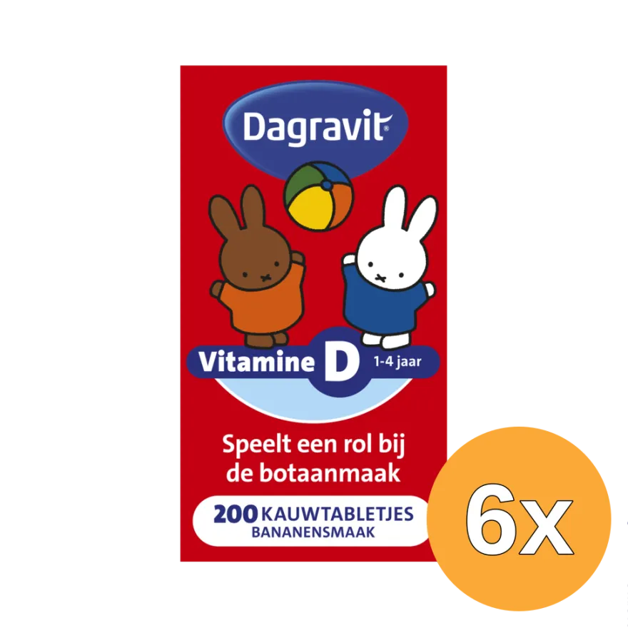 6x Dagravit Kids Vitamine D Kauwtabletjes (200 kauwtabletten)