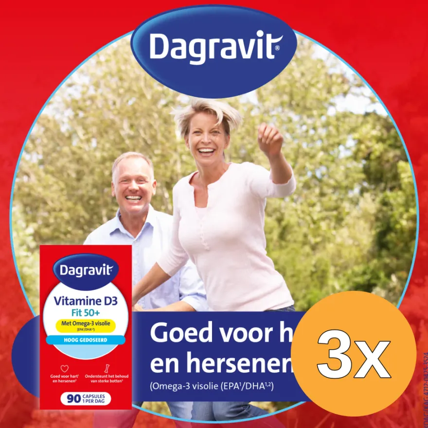 3x Dagravit Vitaal 50+ Vitamine D + Omega-3 Visolie (90 capsules)