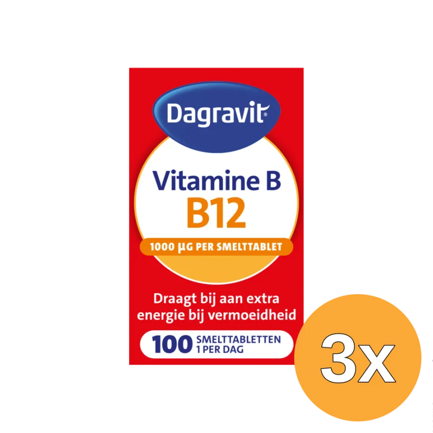 3x Dagravit Vitamine B12 1000mcg (100 smelttabletten)