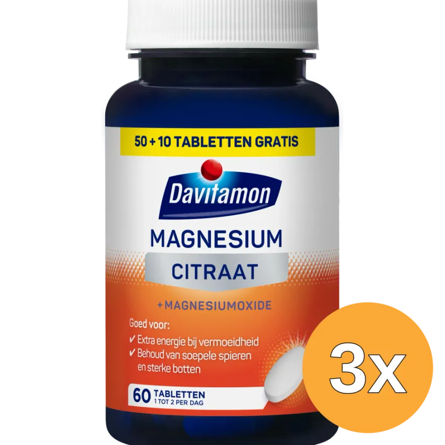 3x Davitamon Magnesiumcitraat & Magnesiumoxide (60 tabletten)