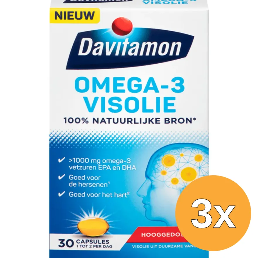 3x Davitamon Omega 3 Visolie (60 capsules)