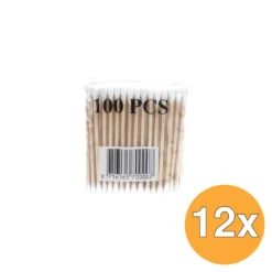 12x Diversen Wattenstaafjes Hout (100 stuks)