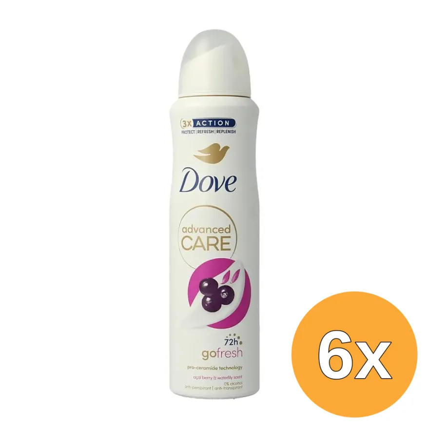 6x Dove Deodorant Spray Advanced Acai & Waterlily (150 ml)