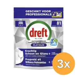 3x Dreft Professional Vaatwasmiddel Platinum Regular (81 stuks)