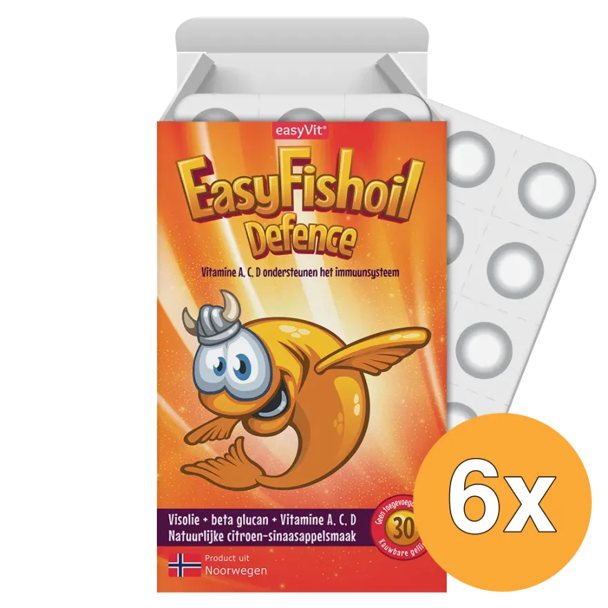 6x Easyvit Easyfishoil defence (30 kauwtabletten)
