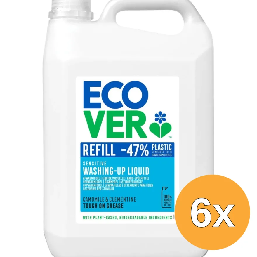 6x Ecover Afwasmiddel Kamille & Clementine Navulling (5000 ml)