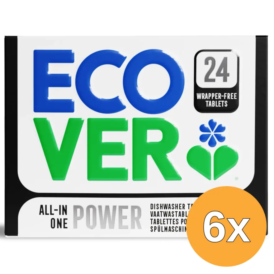 6x Ecover Vaatwastablet Power (24 stuks)