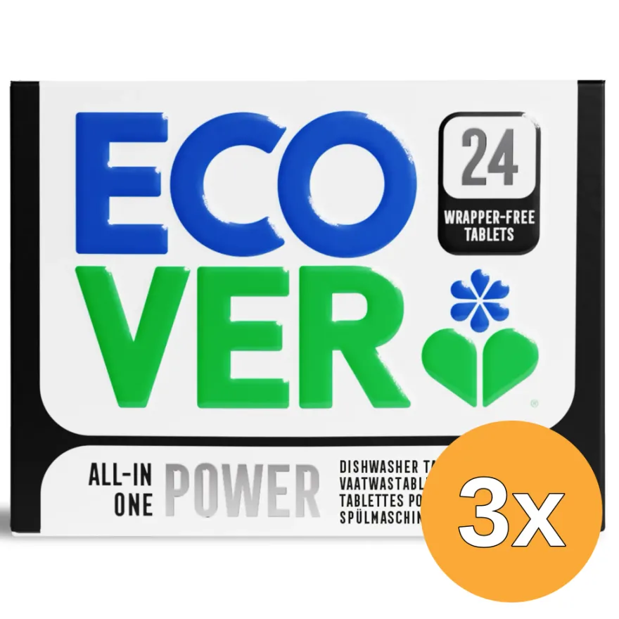 3x Ecover Vaatwastablet Power (24 stuks)