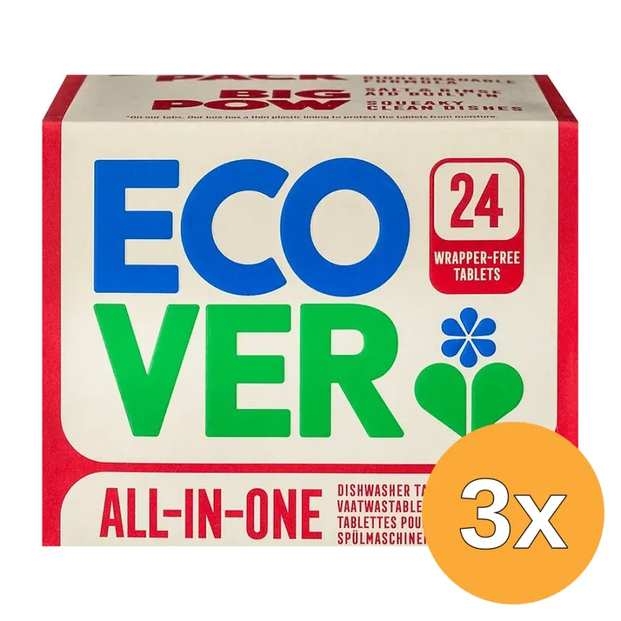 3x Ecover Vaatwastabletten All-In-One (24 stuks)