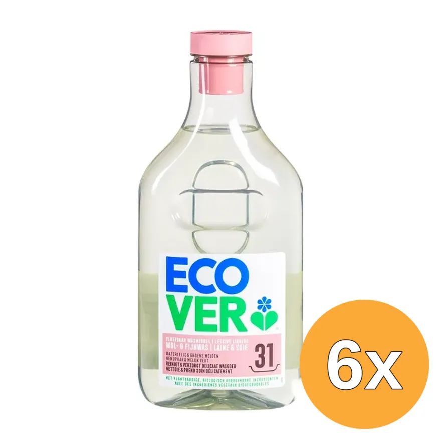 6x Ecover Wol-&-Fijnwasmiddel Vloeibaar (14300 ml)