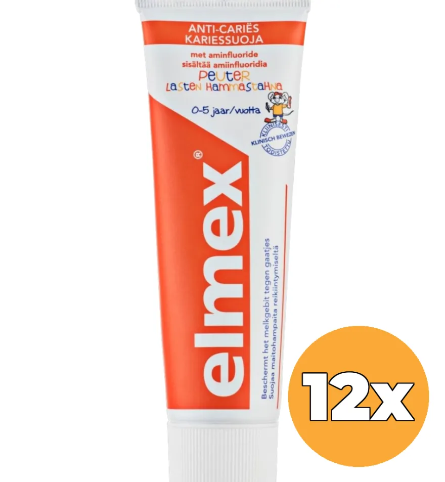 12x Elmex Tandpasta Peuter (0-5 Jaar) (12 x 75 ml)
