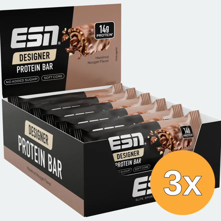 3x ESN Designer Protein Bar Hazelnut Nougat (12 x 45 gr)