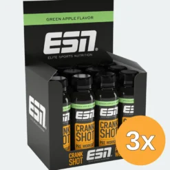 3x ESN PRE WORKOUT Shot Green Apple (with caffeine) (12 x 95 ml)