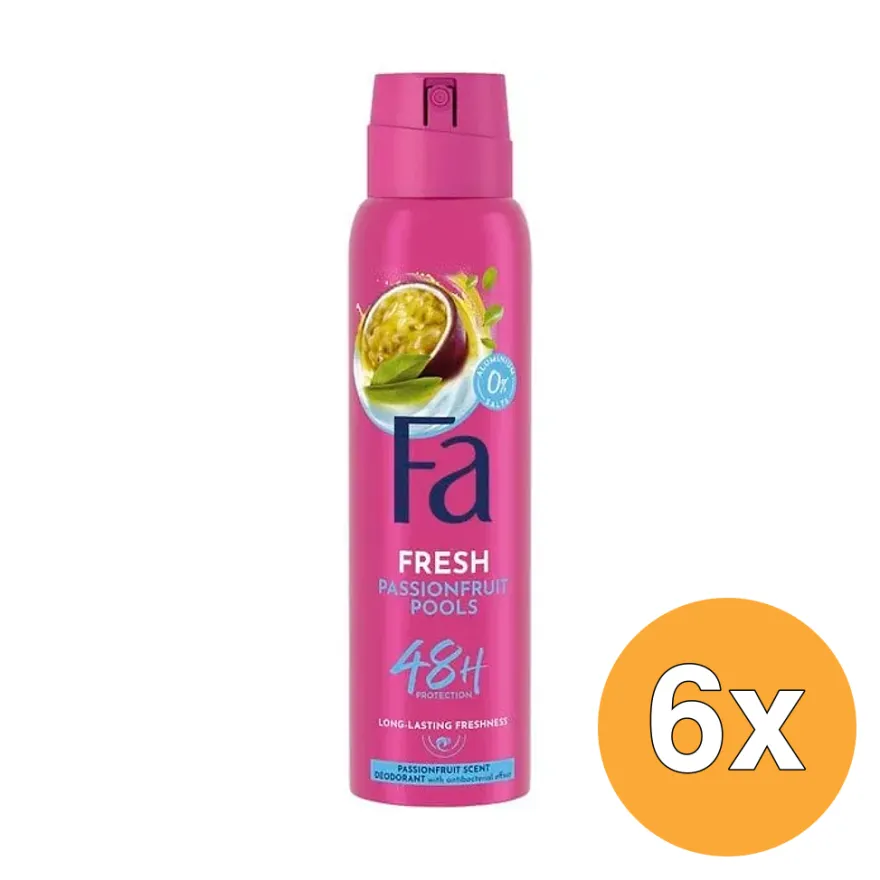 6x Fa Deo Spray Passion Fruit Pools (150 ml)
