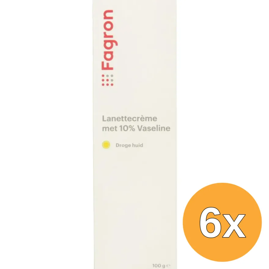 6x Fagron Lanettecreme 10% vaseline met doosje (100 gr)