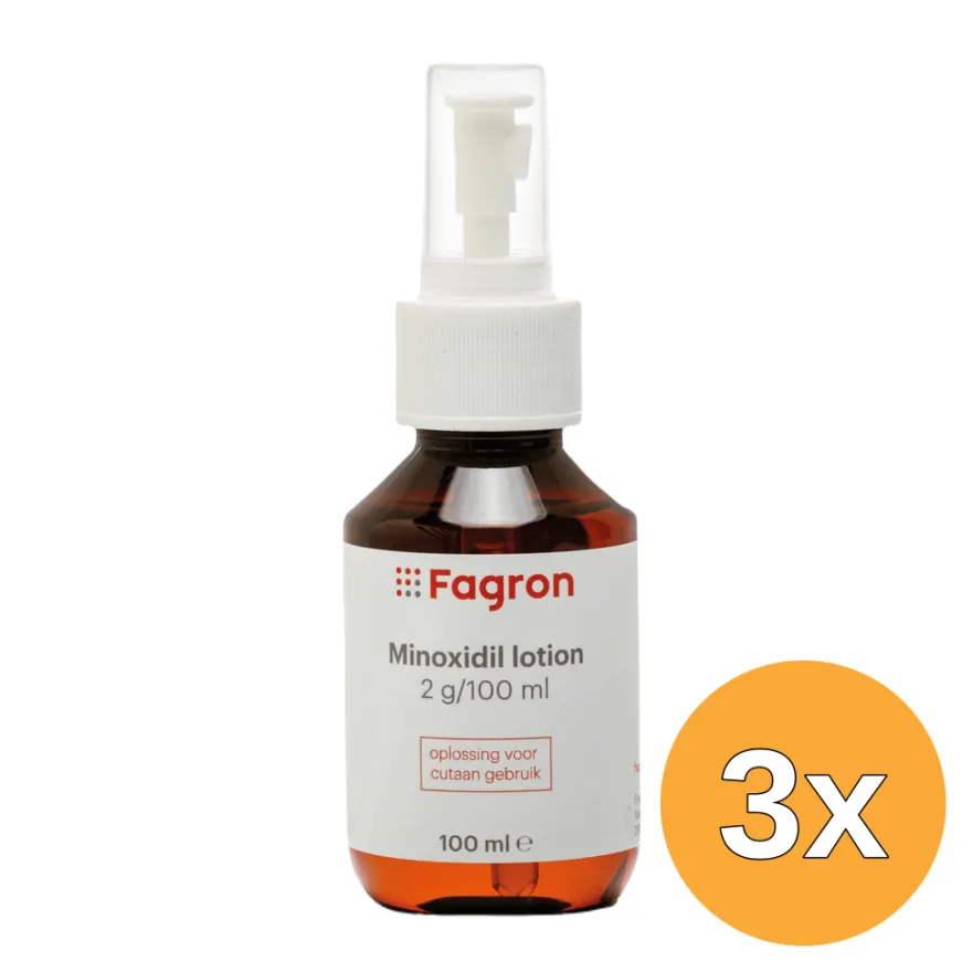 3x Fagron Minoxidil lotion 2% (100 ml)
