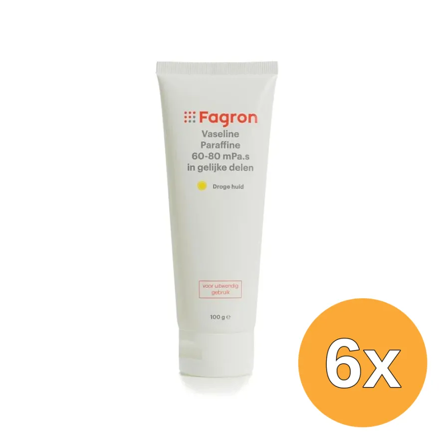 6x Fagron Vaseline Paraffine 60-80 in Gelijke Delen (500 gr)