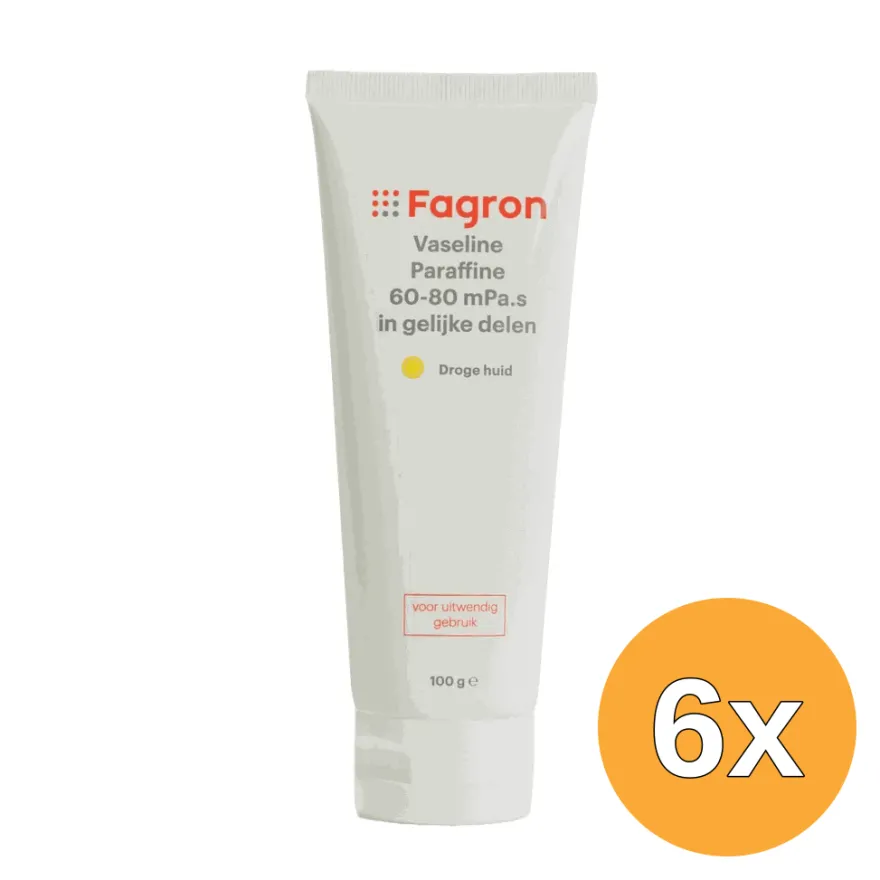 6x Fagron Vaseline Paraffine 60-80 Mpa.s Droge Huid (100 gr)