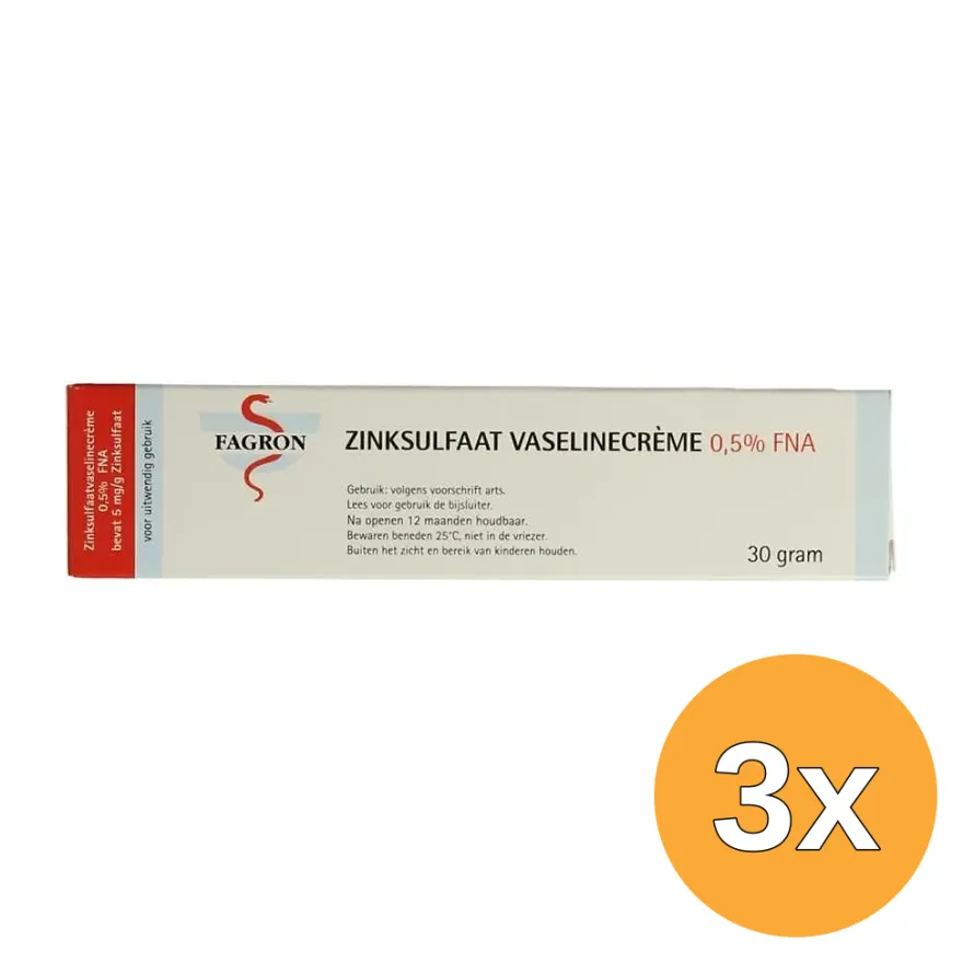 3x Fagron Zinksulfaat vaselinecreme 0.5% FNA (30 gr)