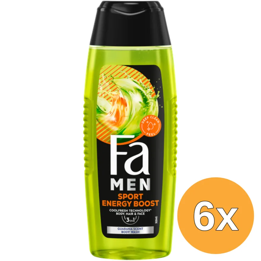6x Fa Men 3in1 Douchegel Sport Energy Boost (250 ml)