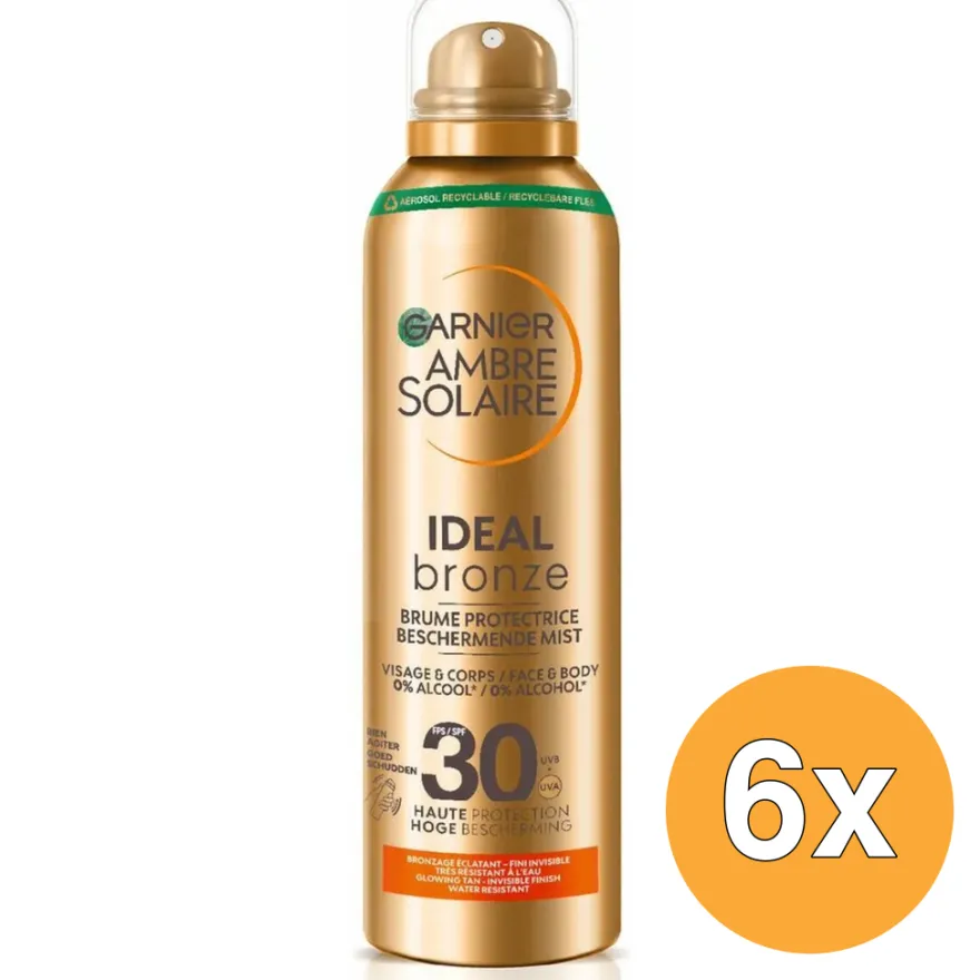 6x Garnier Ambre Solaire Ideal Bronze Mist SPF 30 (150 ml)
