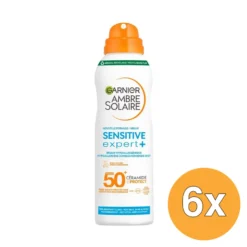 6x Garnier Ambre Solaire Sensitive Expert+ Beschermende Mist Spray SPF50+ (150 ml)