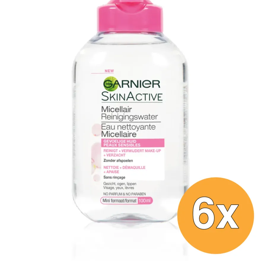 6x Garnier Skin Active Micellair Reinigingswater Gevoelige Huid (100 ml)