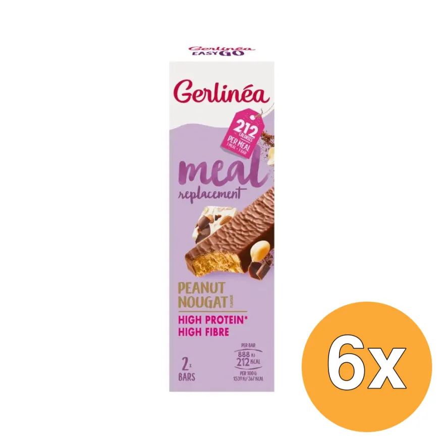 6x Gerlinéa Easy Go Afslank Maaltijdrepen Pinda Nougat (2 x 58 gr)