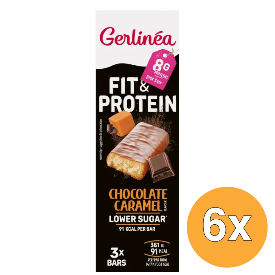 6x Gerlinéa Reep Fit & Protein Chocolate Caramel (3 x 27 gr)