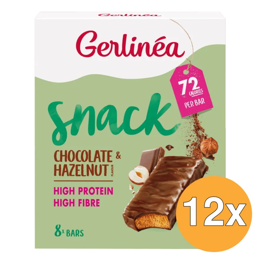12x Gerlinéa Snackrepen Chocolade & Hazelnoot Smaak (8 x 20 gr)
