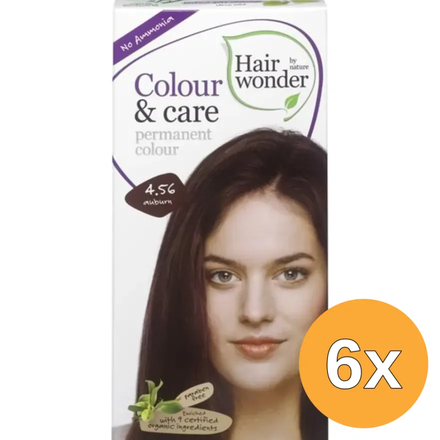 6x Hairwonder Colour & Care 4.56 auburn (100 ml)