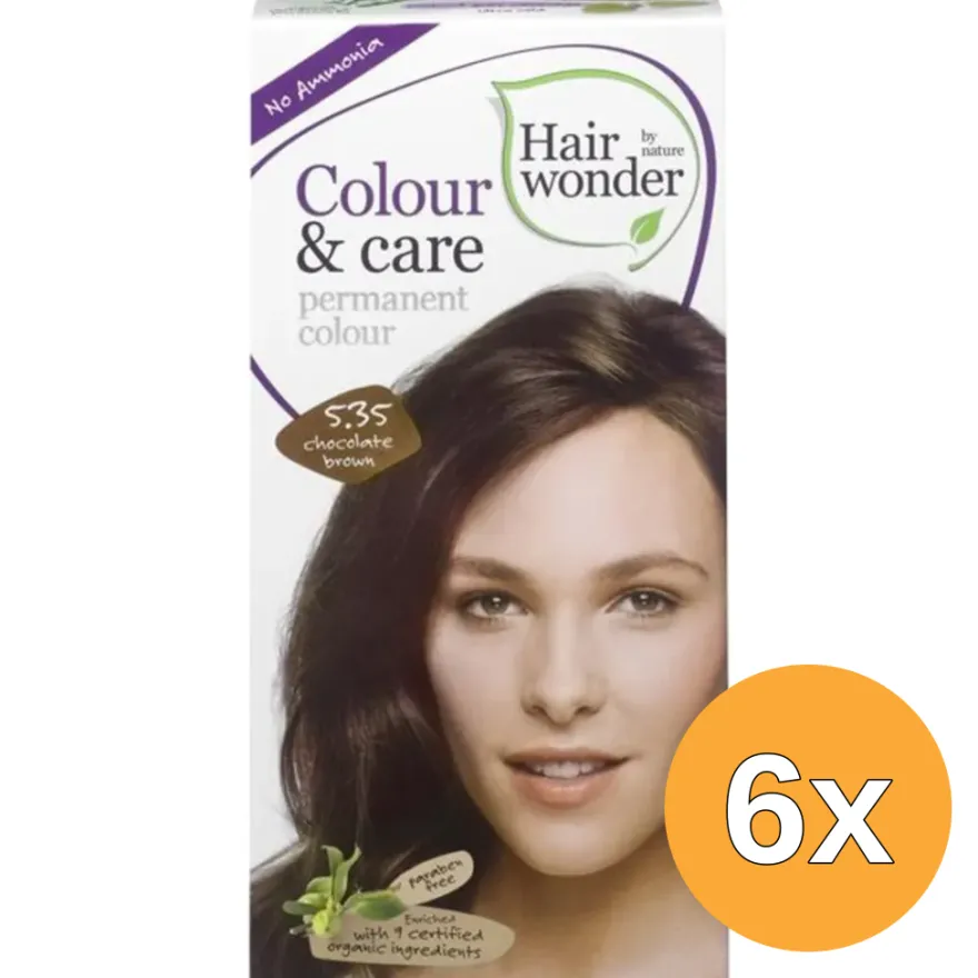 6x Hairwonder Colour & Care 5.35 Chocolate Brown (100 ml)