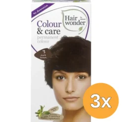 3x Hairwonder Colour & Care 3 Dark Brown (100 ml)