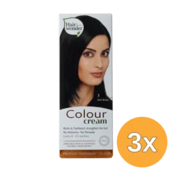 3x Hairwonder Colour Cream 3 Dark Brown (60 ml)