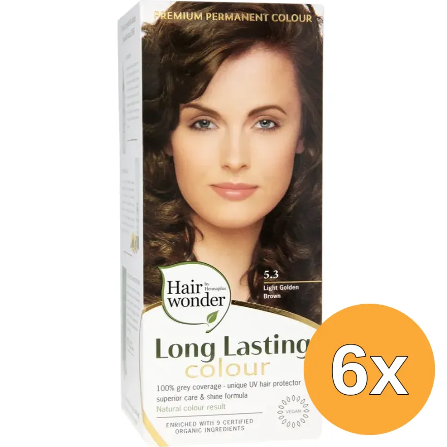 6x Hairwonder Long Lasting Colour 5.3 Golden Brown (100 ml)