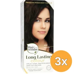 3x Hairwonder Long lasting colour 4.03 mocha brown (100 ml)