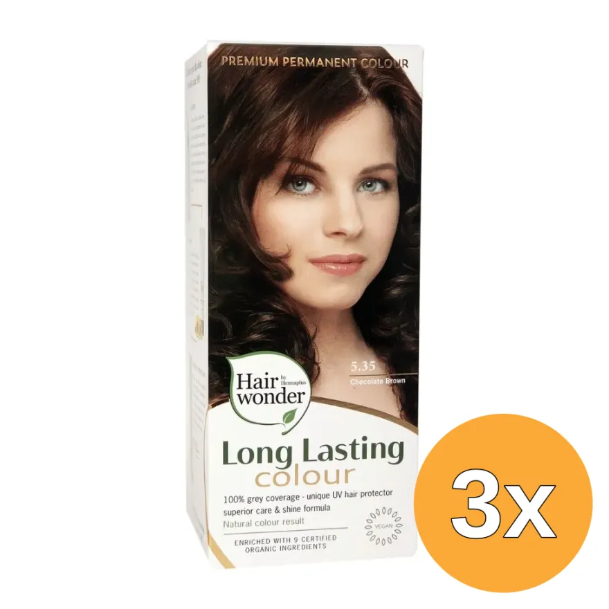 3x Hairwonder Long Lasting Colour 5.35 Chocolate Brown (100 ml)